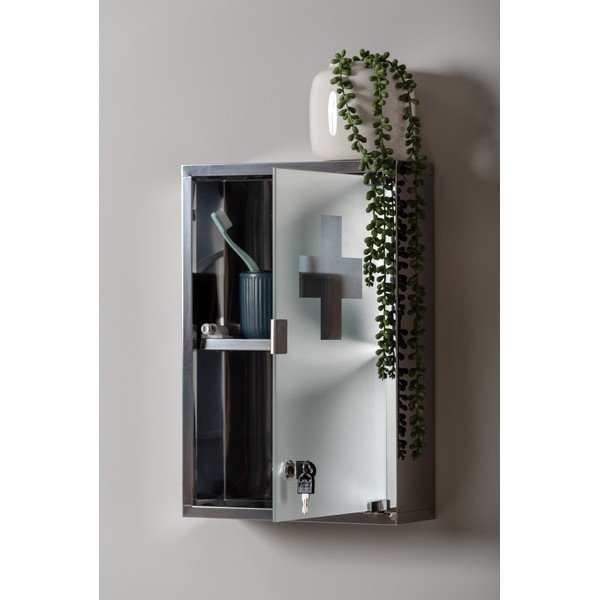 Ezüstszínű fém fali gyógyszeres szekrény 12x48 cm    – PT LIVING-image-1