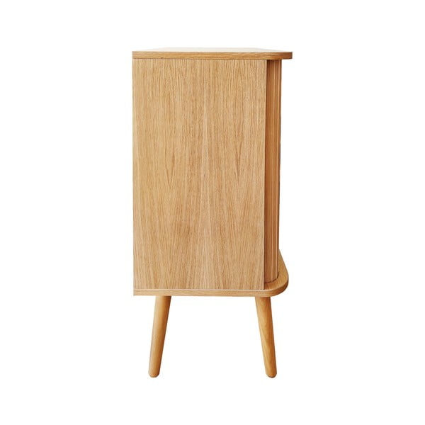 Natúr színű magas komód tolóajtóval, tölgyfa dekorral 83x95 cm Rove – Woodman-image-4