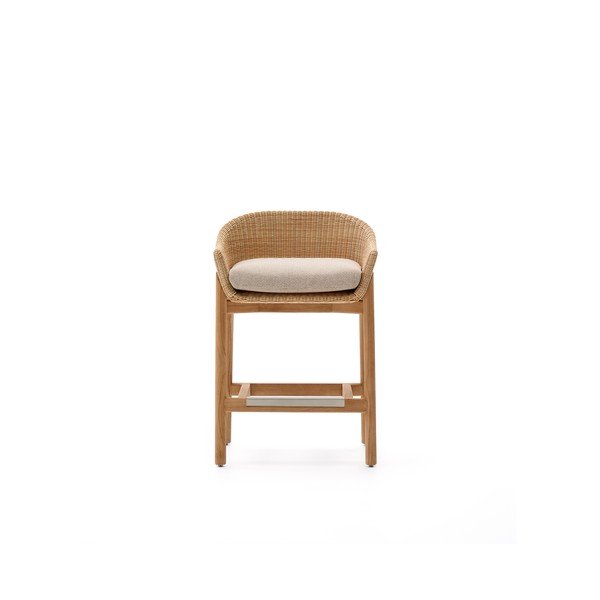Natúr színű párnázott-rattan kerti bárszék Galea – Kave Home