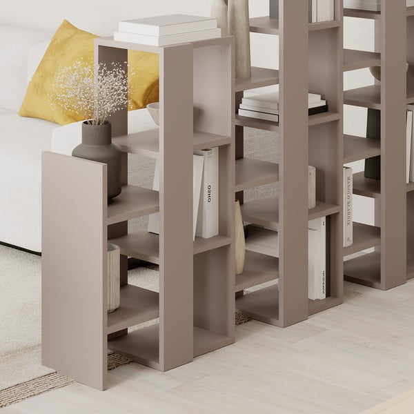 Szürkésbézs polcos állvány 158x151 cm Anissa – Marckeric-image-4