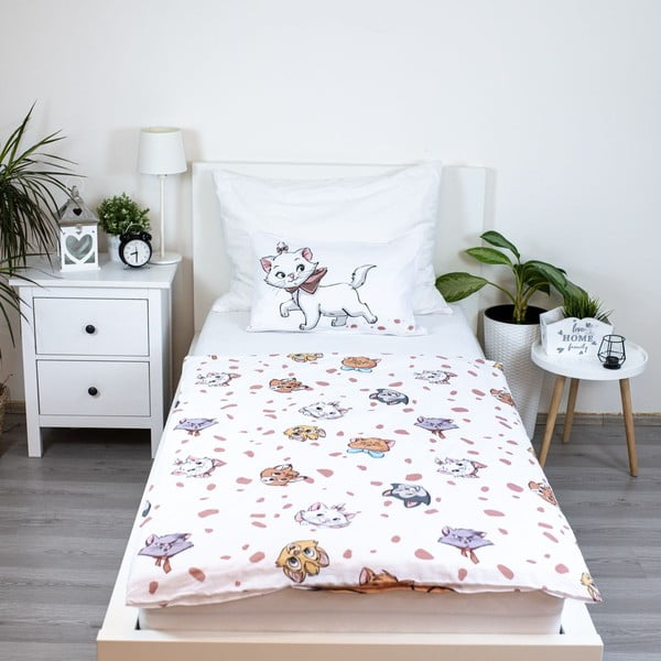 Fehér pamut gyerek ágyneműhuzat babaágyhoz 100x135 cm Marie Cat "Friends" – Jerry Fabrics-image-2