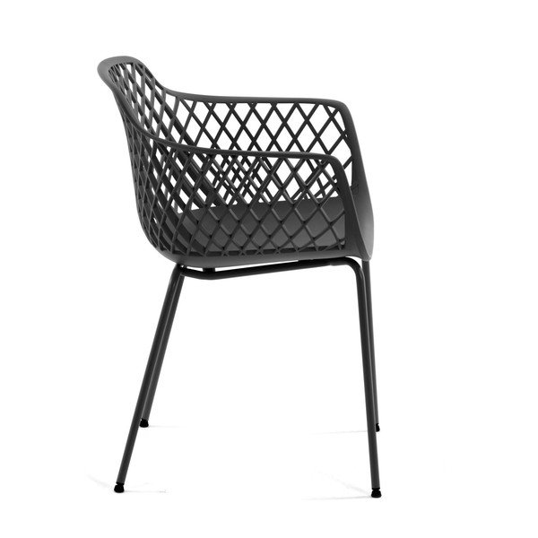 Sötétszürke fém kerti szék Quinn – Kave Home-image-2