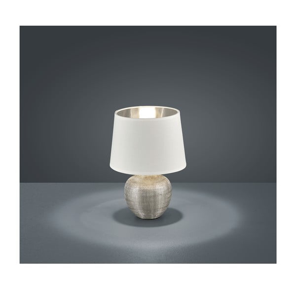 Luxor fehér kerámia-szövet asztali lámpa, magasság 26 cm - Reality-image-1