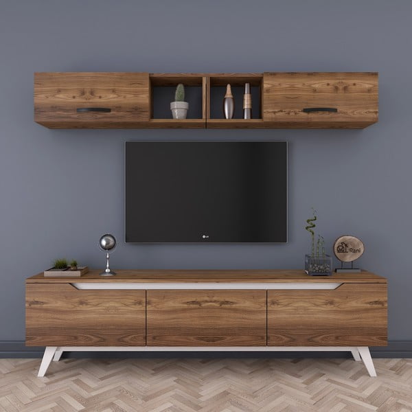 Wren TV-állvány és fali szekrény fa dekorral