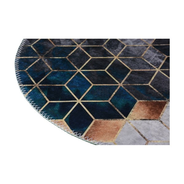 Fehér-petróleumkék mosható szőnyeg 60x100 cm – Vitaus-image-2