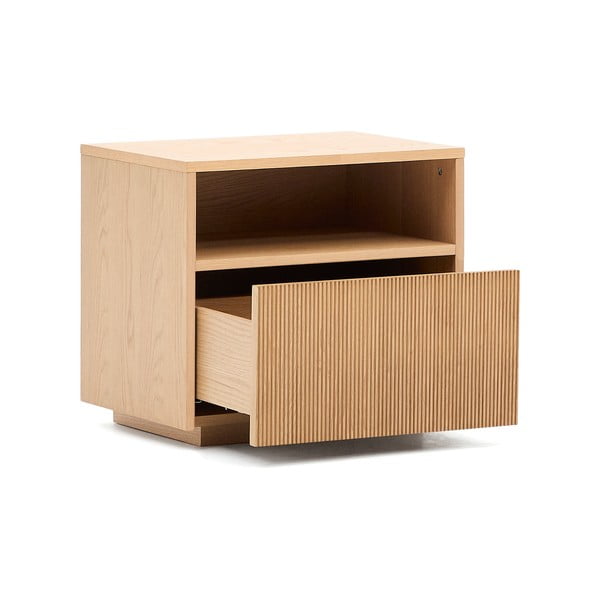 Natúr színű éjjeliszekrény tölgyfa dekorral Helvine – Kave Home-image-4