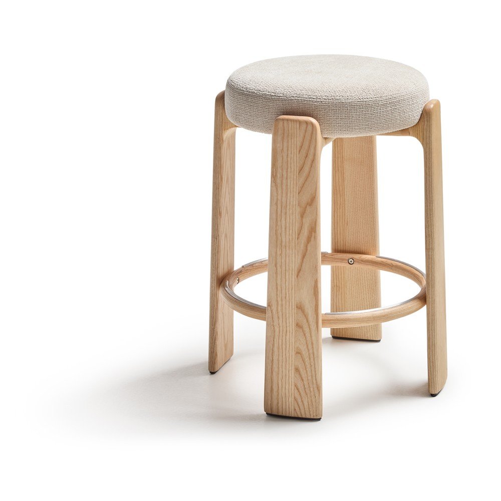 Bézs-világos natúr színű kőrisfa bárszék (ülésmagasság 65 cm) Granite  Kave Home