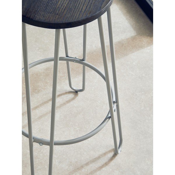 Szürke-sötét natúr színű szilfa bárszék (ülésmagasság 75 cm) District – Premier Housewares-image-3