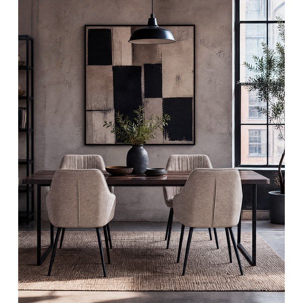 Bézs kárpitozott karfás étkezőfotel Nolan – Unique Furniture-image-3
