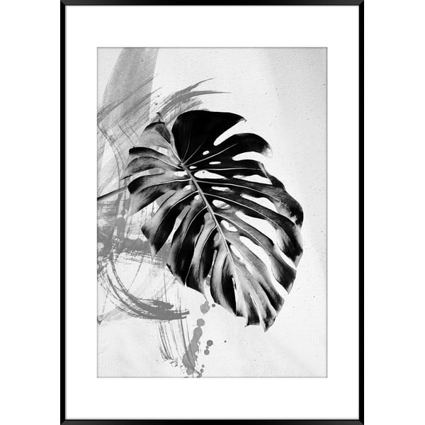 Artbox Monstera fekete-fehér keretezett plakát, 70 x 50 cm - Styler