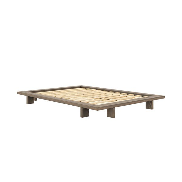 Barna borovi fenyő franciaágy ágyráccsal 140x200 cm Japan – Karup Design