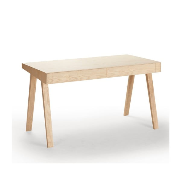 Európai kőrisfa íróasztal, 2 fiókos - EMKO