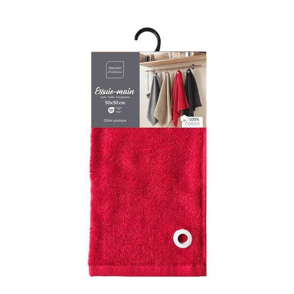 Piros frottír pamut törölköző 50x50 cm Cuistot – douceur d'intérieur-image-3