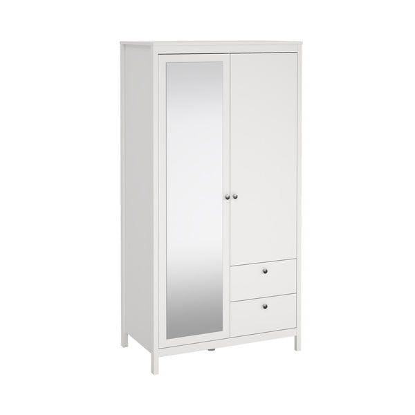 Fehér ruhásszekrény tükörrel 102x199x58 cm Madrid – Tvilum-image-4