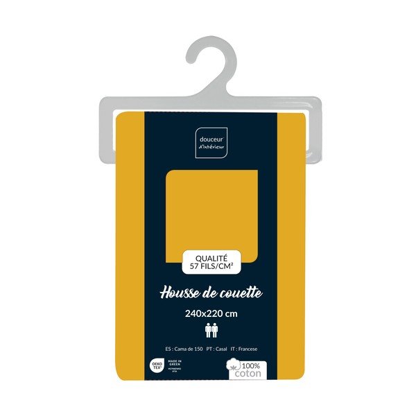 Sárga kétszemélyes-hosszabbított pamut paplanhuzat 240x220 cm Lina – douceur d'intérieur-image-2