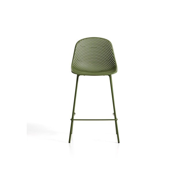 Zöld fém-műanyag kerti bárszék Quinby – Kave Home-image-4