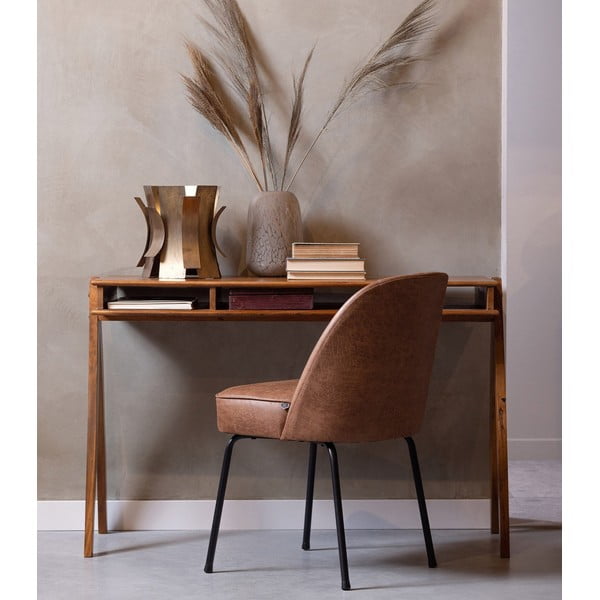 Konyakbarna bőr étkezőszék szett 2 db-os Vogue – WOOOD-image-1