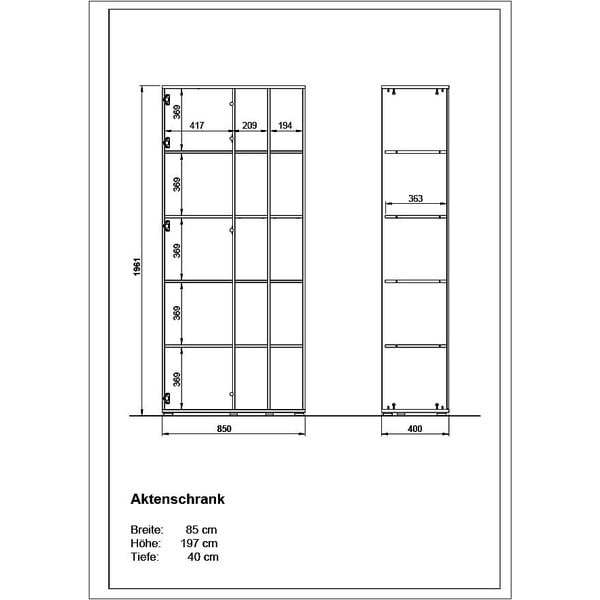 Fehér könyvespolc tölgyfa dekorral 85x197 cm Lioni - Germania-image-3