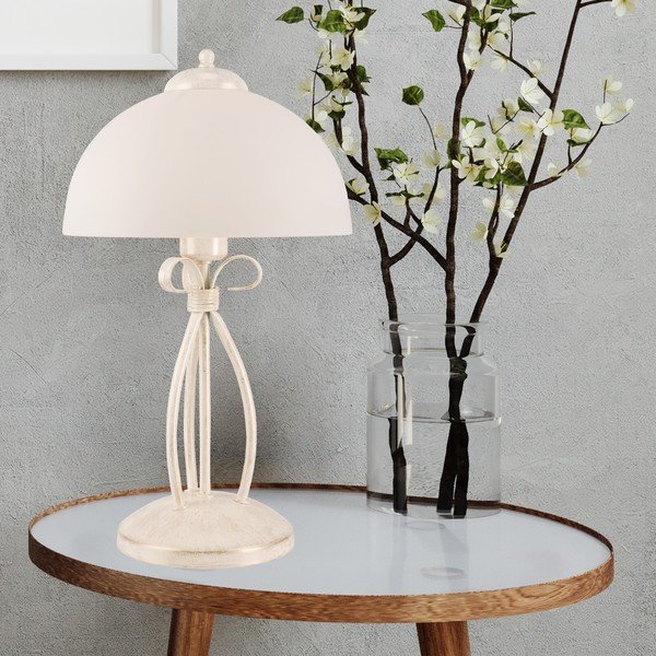 Fehér asztali lámpa üveg búrával (magasság 43 cm) Adelle – LAMKUR-image-2