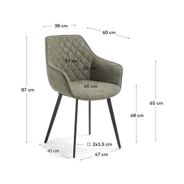 Khaki bőr utánzat étkezőszék szett 2 db-os Amira – Kave Home-image-4