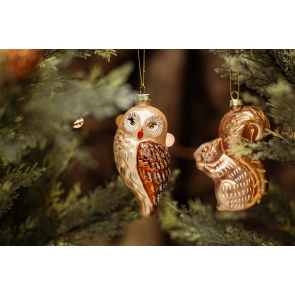 Üveg kézzel készített karácsonyfadísz 13 cm Owl – Sass & Belle-image-2