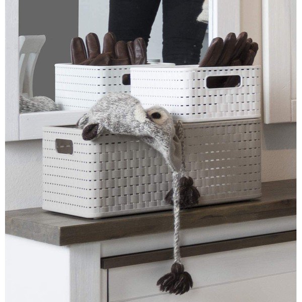 Fehér tárolókosár újrahasznosított műanyagból Country - Rotho-image-3