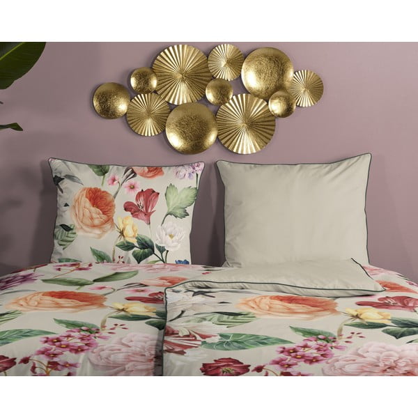 Bézs egyszemélyes pamut-szatén ágyneműhuzat 140x200 cm – Descanso-image-2