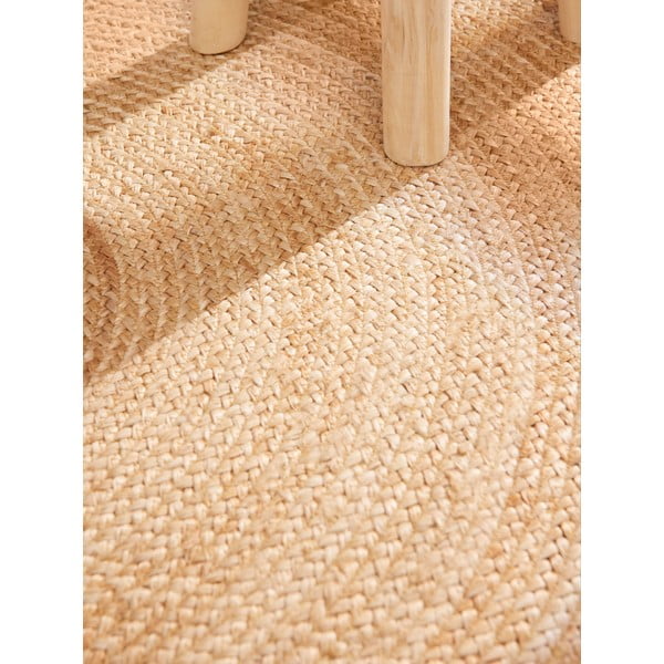 Elefántcsont színű kétoldalas kézi szövésű kerek juta szőnyeg ø 160 cm Jutta Ivory – Hanse Home-image-4