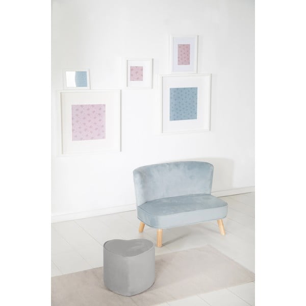 Világosszürke bársony gyerek puff Lil Sofa – Roba-image-1