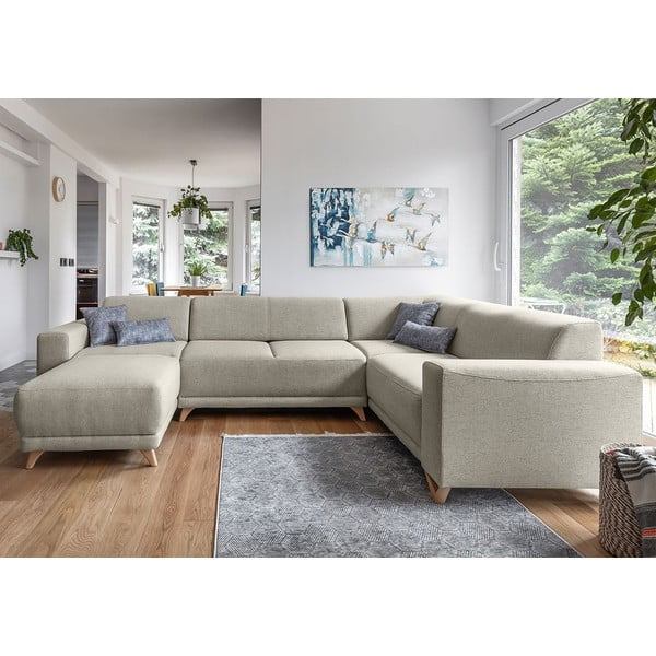 Bézs kinyitható-tárolóhelyes sarokkanapé (jobb oldali-U alakú) Classy Sophie – Miuform-image-1