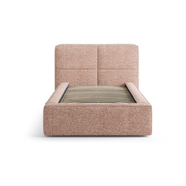 Rózsaszín kárpitozott ágyneműtartós egyszemélyes ágy ágyráccsal 90x200 cm Darren – Micadoni -image-3