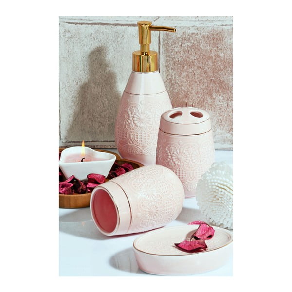 Girly rózsaszín fürdőszobai kiegészítő szett