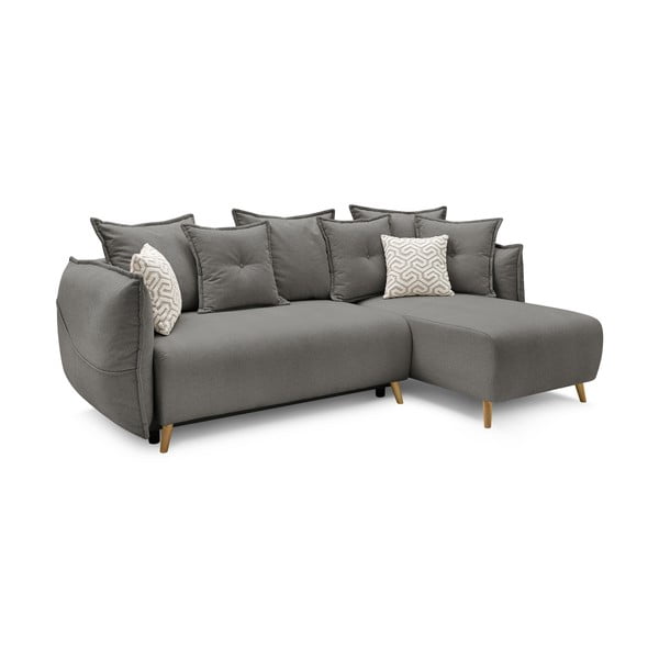 Világosszürke kinyitható sarokkanapé (variálható) Nessa – Bobochic Paris-image-4