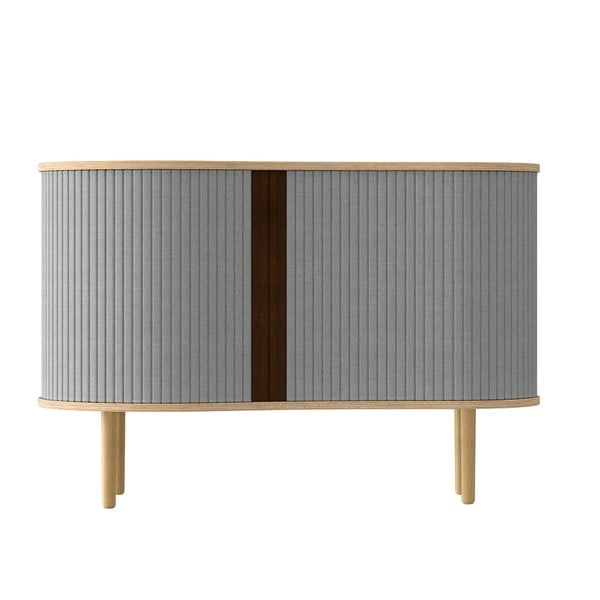 Szürke-natúr színű alacsony komód tölgyfa dekorral, tolóajtóval 100x67 cm Audacious – UMAGE-image-3