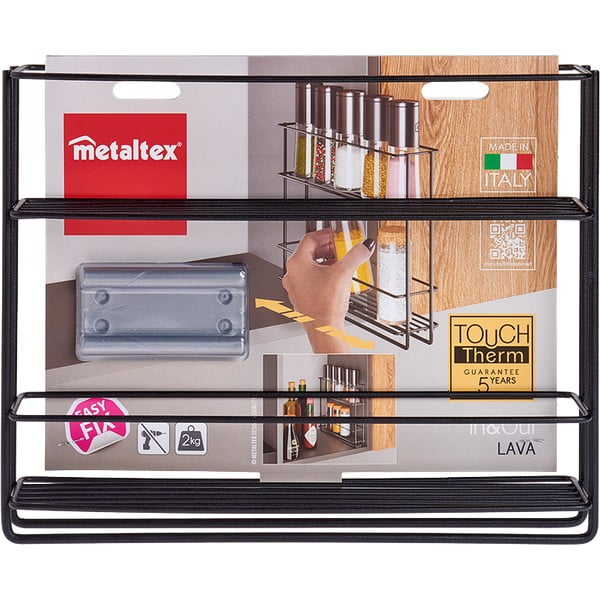 Lava fekete kihúzható kétszintes fali fűszertartó - Metaltex-image-3