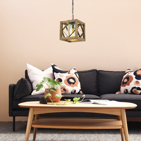 Barna függőlámpa fa búrával-fém búrával Zikzak Cam – Opviq lights-image-1