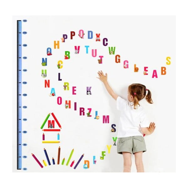 Magasságmérős gyerek matrica ajtóra-falra 70x50 cm Alphabet – Ambiance