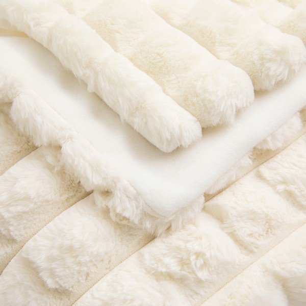 Krémszínű mikroplüss-műszőrme takaró 180x220 cm Igloo – douceur d'intérieur-image-3
