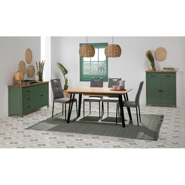 Zöld-natúr színű borovi fenyő magas komód 90x110 cm Miranda – Marckeric-image-1