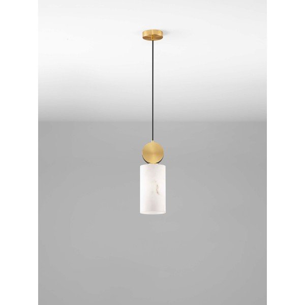 Krémszínű-sárgaréz színű függőlámpa kő dekorral ø 12 cm Maru – Nova Luce-image-3