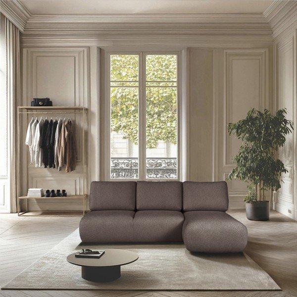 Barna buklé sarokkanapé (jobb oldali-heverő résszel) Mirel – Rodier-image-1