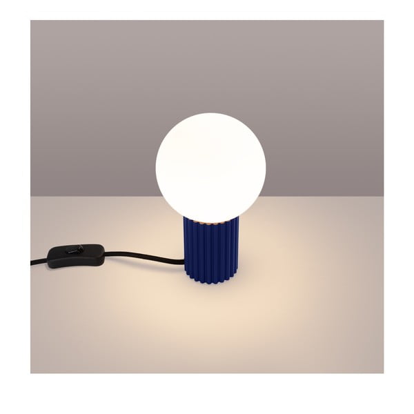 Sötétkék asztali lámpa üveg búrával (magasság 19 cm) Orbital – Sollux-image-1