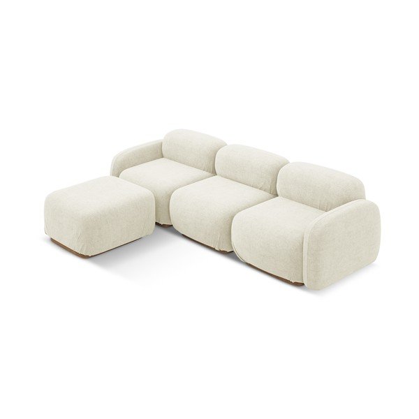 Krémszínű buklé moduláris sarokkanapé Ailani – Makamii-image-2