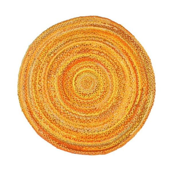 Sárga, kerek pamutszőnyeg, Ø 150 cm - Eco Rugs