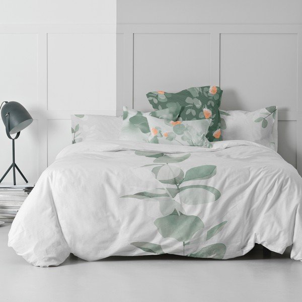 Fehér-zöld egyszemélyes pamut paplanhuzat 140x200 cm Corymbia – Blanc-image-3