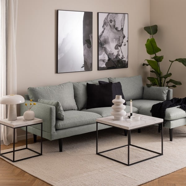 Fehér dohányzóasztal márvány dekoros asztallappal 60x60 cm Barossa – Actona-image-1