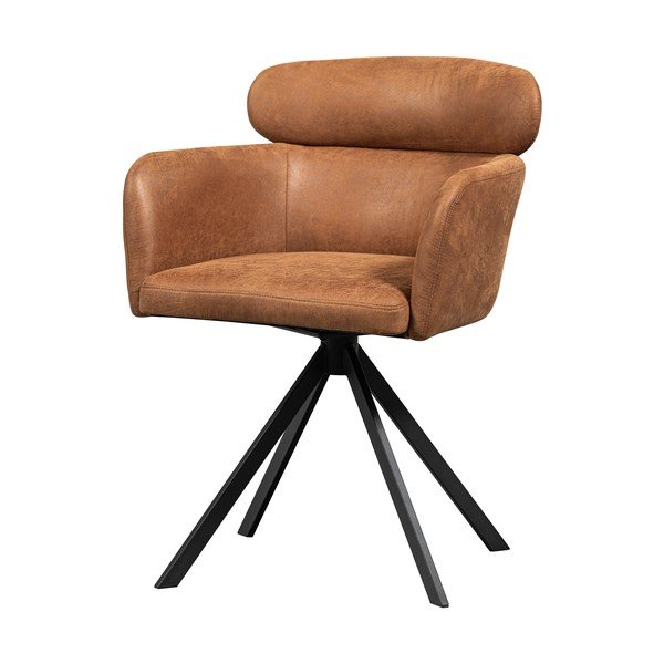 Konyakbarna kárpitozott karfás étkezőfotel Fenne – WOOOD-image-3