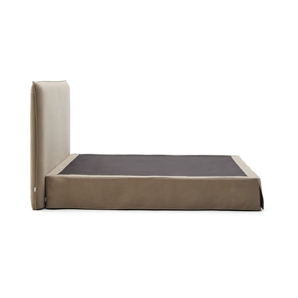 Szürkésbarna kárpitozott franciaágy 180x200 cm Jaira – Kave Home-image-3