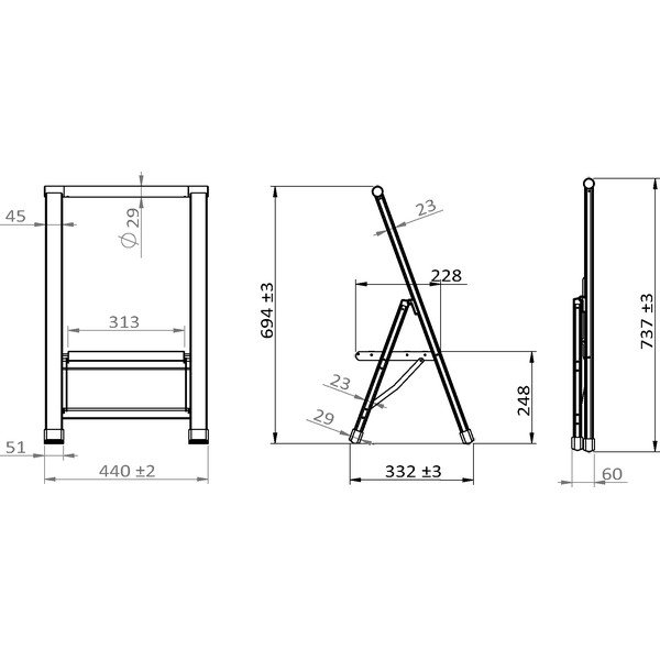 Fém háztartási létra 74 cm Alu-Design – Wenko-image-2