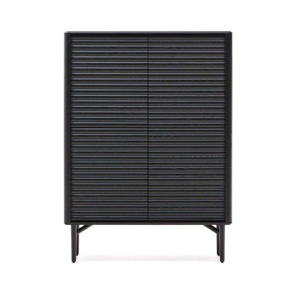 Fekete szekrény tölgyfa dekorral 104,5x144x40 cm Lenon – Kave Home